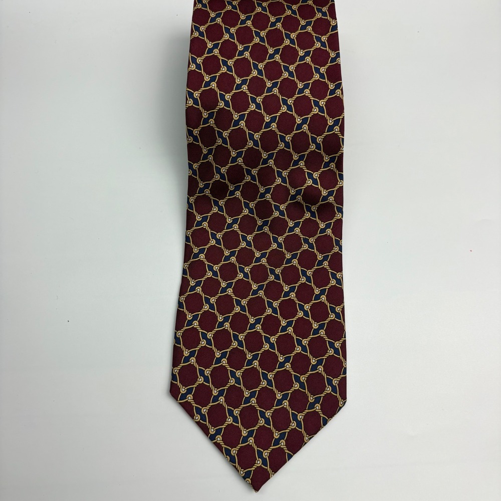 Brooks Brothers Necktie Mens OS Burgundy Nautical Rope Knot Silk Makers USA